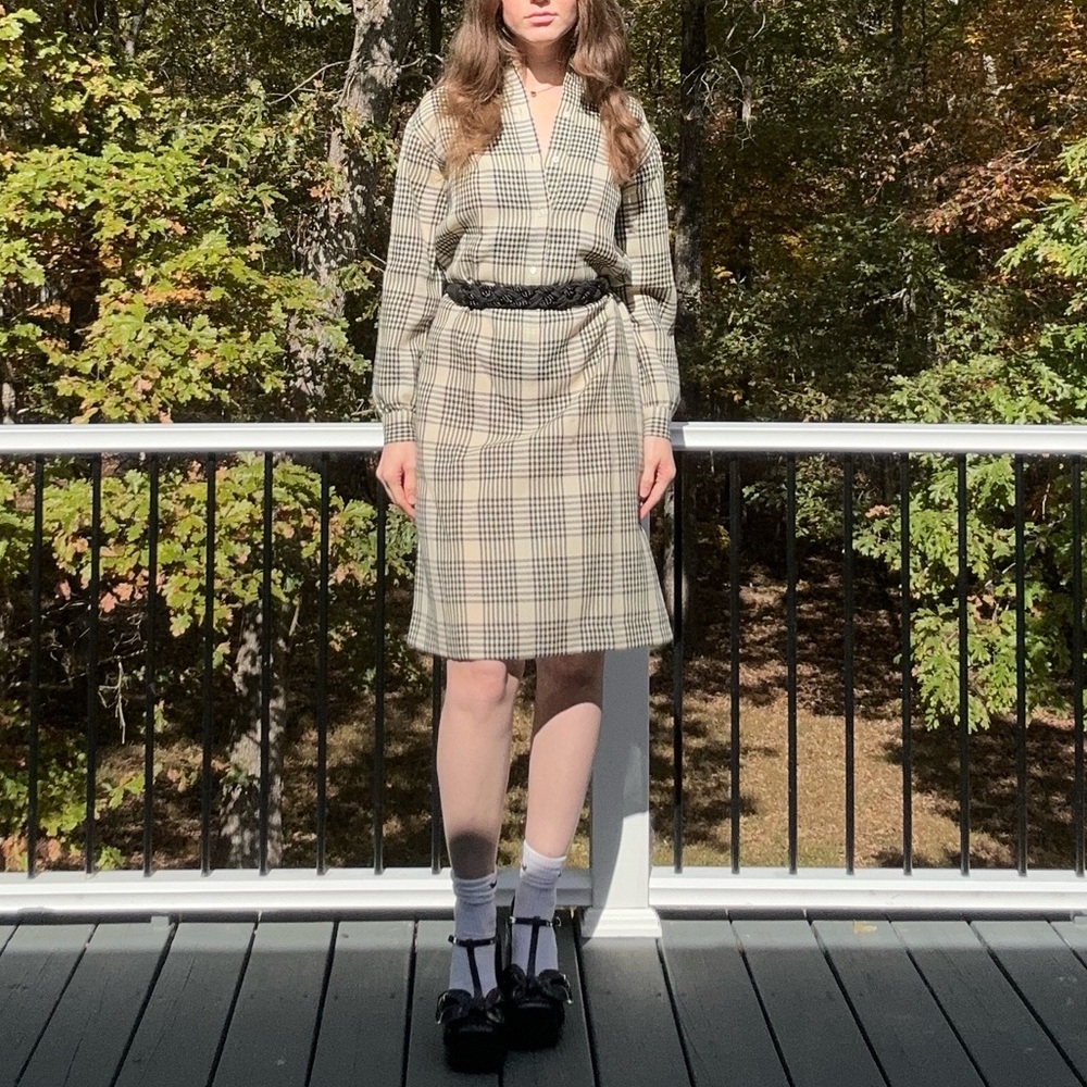 Vtg 70’s Donald Davies Of Dublin Wool Made In 🇮🇪 Long Sleeve Dress 14